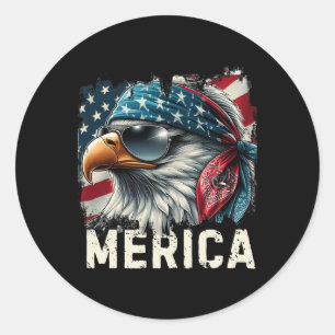 Eagle Mullet Sungles Merica 4th Of July Usa Americ Classic Round Sticker
