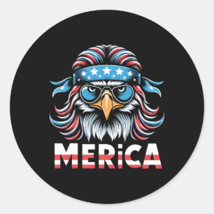 Eagle Mullet Sungles Merica Usa American Flag 4th  Classic Round Sticker