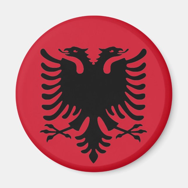 Eagle Of Albania Flag Black On A Red Fridge Magnet (Front)
