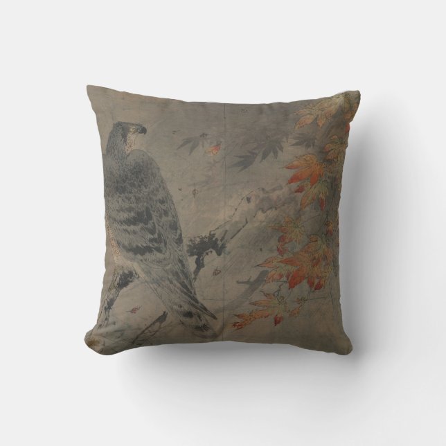 Eagle on a Maple Branch Throw Pillow (Front)