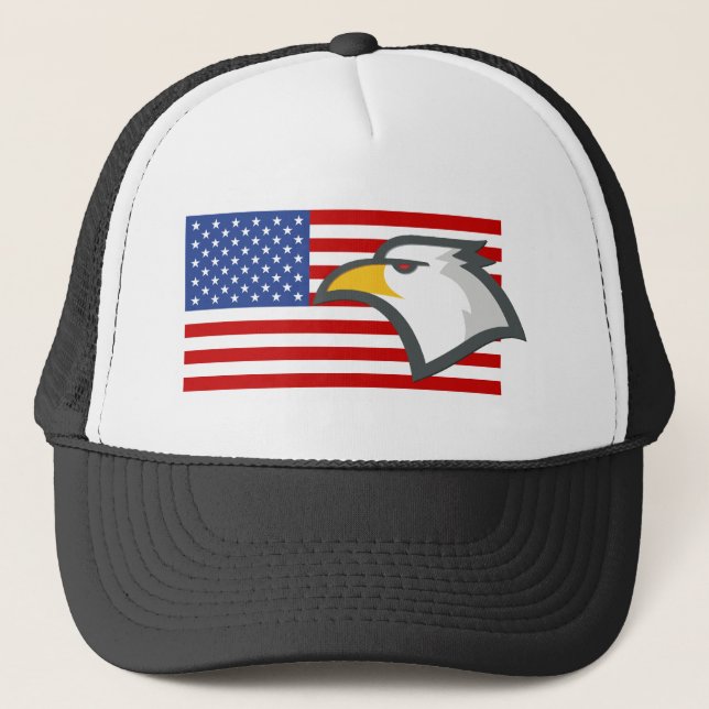Eagle on American Flag Trucker Hat (Front)