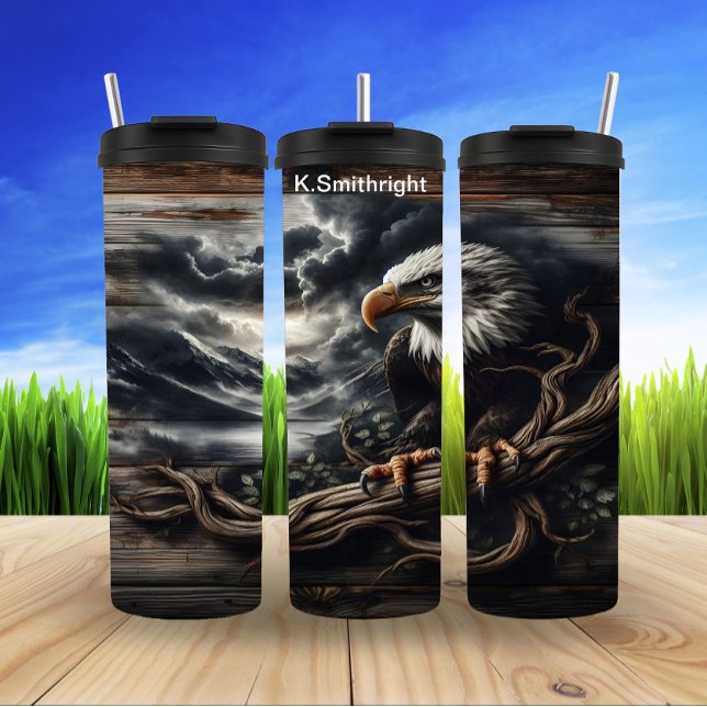 Eagle on Branch Before Storm Thermal Tumbler (Creator Uploaded)