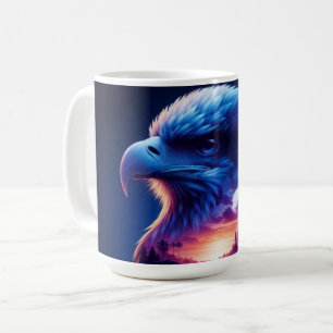 Eagle Overlayed with Mystical Sunset Landscape Coffee Mug