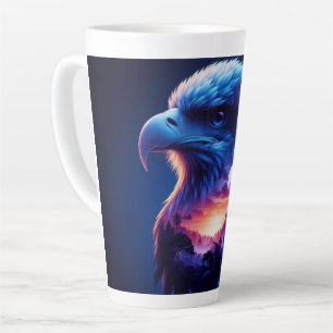 Eagle Overlayed with Mystical Sunset Landscape Latte Mug