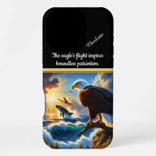 Eagle oversees whale at sunset iPhone 16 pro max case