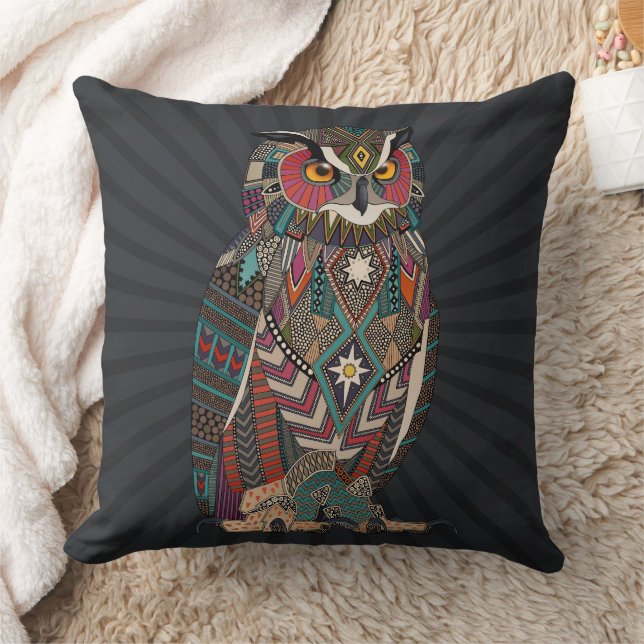 eagle owl dark throw pillow (Blanket)