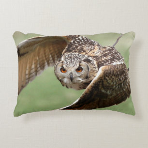 Eagle Owl In Flight Accent Pillow