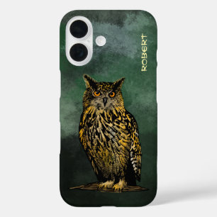 Eagle owl in the twilight forest iPhone 16 case