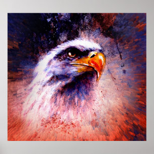 Eagle painting: abstract background, colourful spo poster