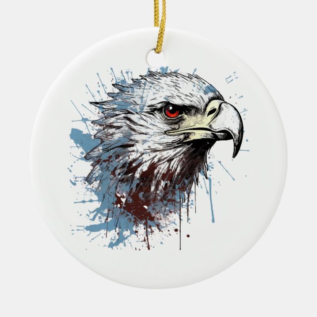 Eagle painting  ceramic ornament (Front)