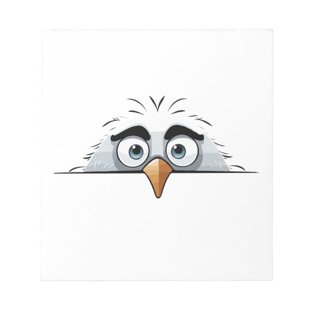 Eagle Peeking Cute Adorable Funny Animal Cartoon  Notepad (Front)