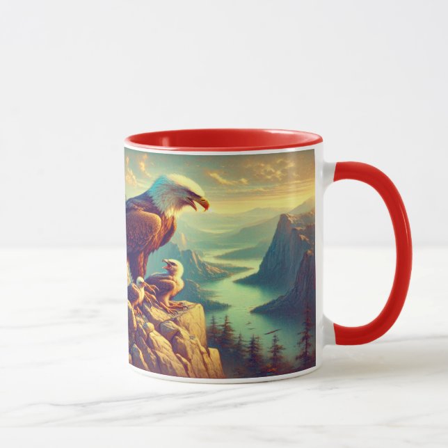 Eagle Perched on Rock With It's Babies Mug (Right)