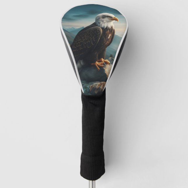Eagle Perched on Rocky Terrain Golf Head Cover (Front)