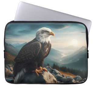 Eagle Perched on Rocky Terrain Laptop Sleeve