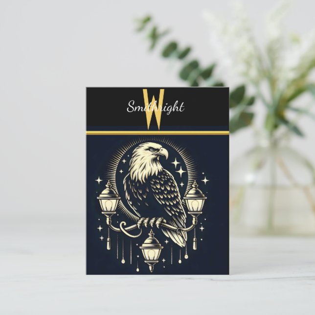 Eagle Perched On Streetlights Postcard (Standing Front)