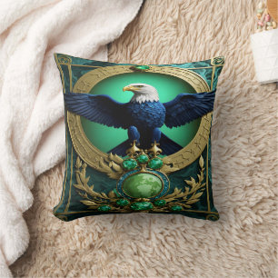 Eagle Perched on Tree Branch During Golden Hour Throw Pillow
