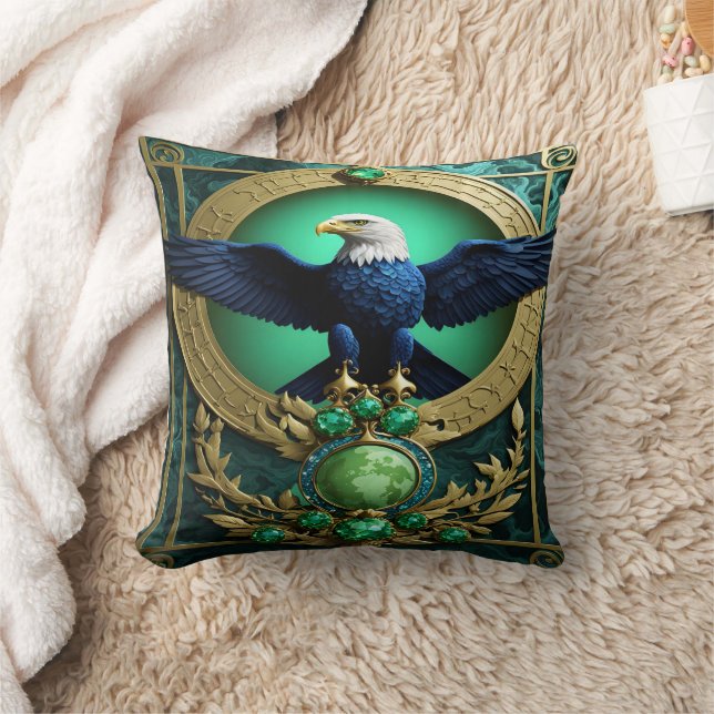Eagle Perched on Tree Branch During Golden Hour Throw Pillow (Blanket)