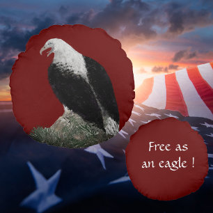 Eagle Personalize Text Round Pillow