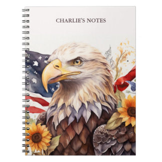 Eagle Personalized USA Patriotic Watercolor Notebook