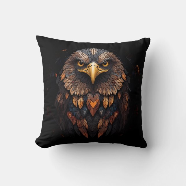 Eagle portrait on a black background  throw pillow (Front)