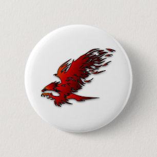 Eagle Raptor Bird Of Prey Attacking Red Hawk 2 Inch Round Button