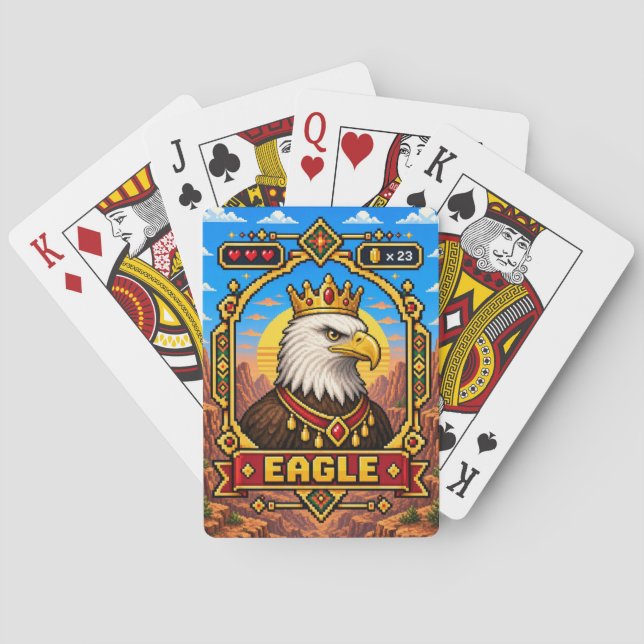 Eagle Retro 8-Bit Pixel Art Playing Cards (Back)