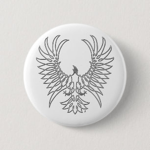 eagle rising, silver 2 inch round button
