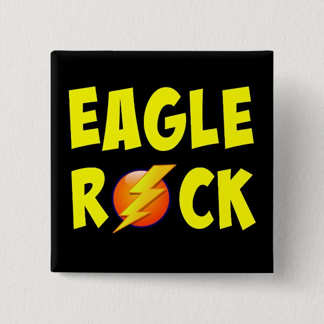 Eagle Rock Lightning Bolt 2 Inch Square Button (Front)