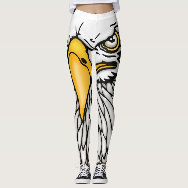 Eagle scowling face feathers leggings (Front)