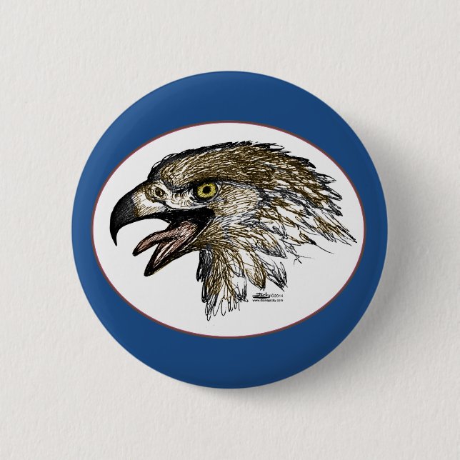 Eagle Screaming 2 Inch Round Button (Front)