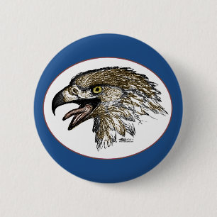 Eagle Screaming 2 Inch Round Button