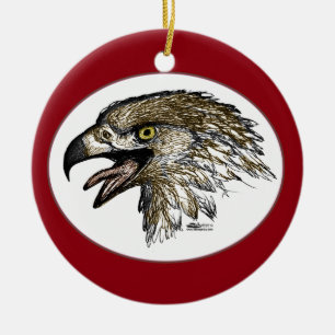 Eagle Screaming Ceramic Ornament