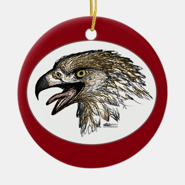 Eagle Screaming Ceramic Ornament (Front)