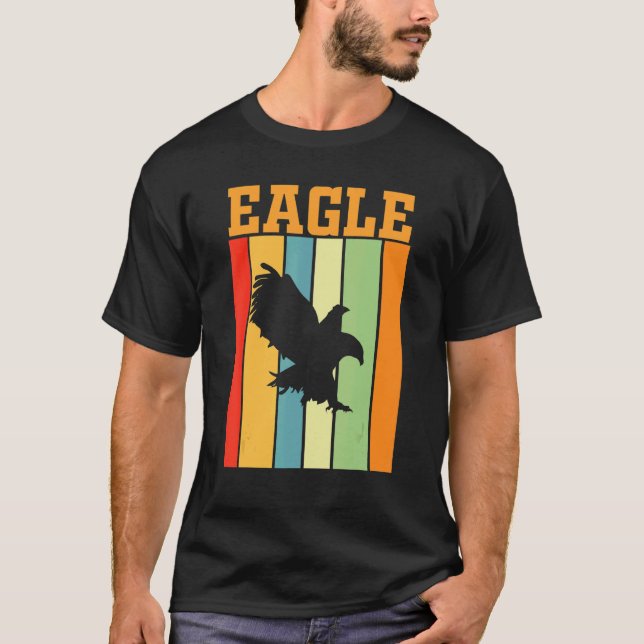 Eagle Shadow Silhouette In Retro Colours T-Shirt (Front)