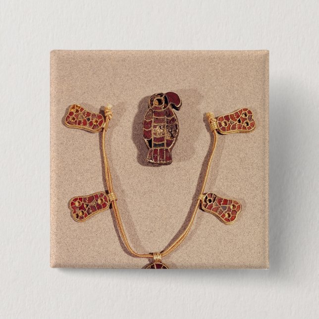 Eagle-shaped brooch and a necklace 2 inch square button (Front)