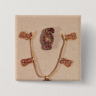 Eagle-shaped brooch and a necklace 2 inch square button