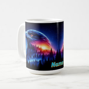 Eagle Silhouette with Forest Sunset Coffee Mug
