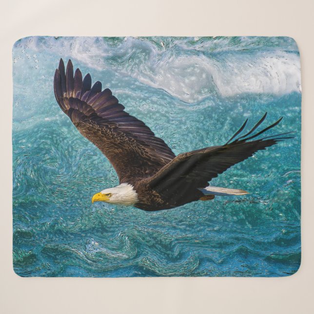 Eagle Soaring Above the Storm Sherpa Blanket (Front (Horizontal))
