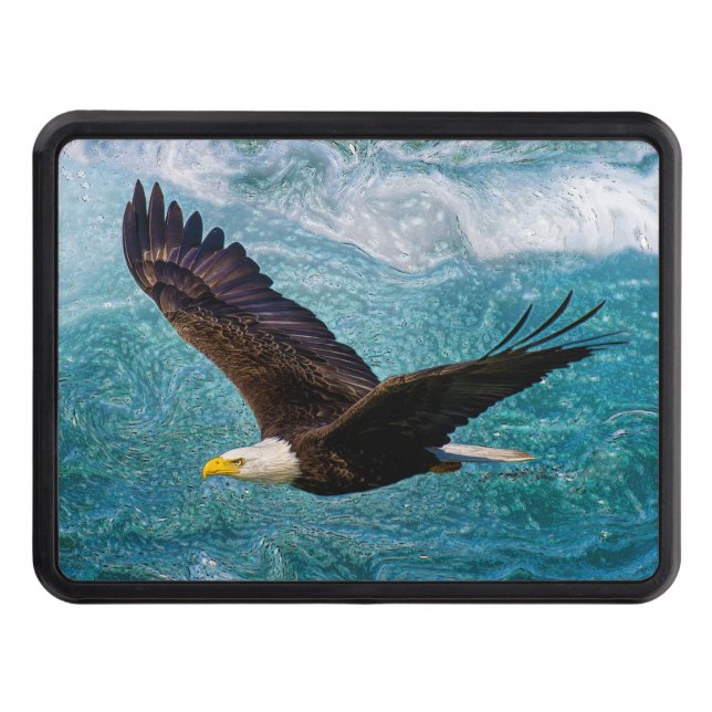 Eagle Soaring Above the Storm Trailer Hitch Cover (Front)