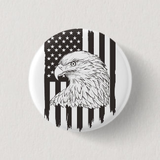 Eagle Soaring With American Flag 1 Inch Round Button
