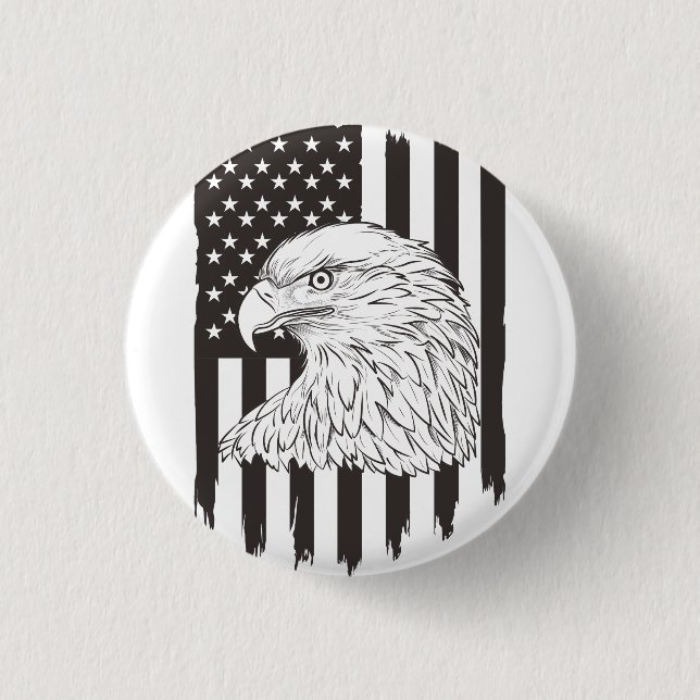 Eagle Soaring With American Flag 1 Inch Round Button (Front)