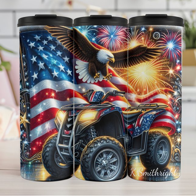 Eagle Soars Above Patriotic ATV Display Thermal Tumbler (Creator Uploaded)