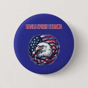 Eagle Spirit Strong American Patriot Design 2 Inch Round Button