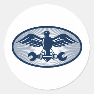 eagle spread wing carrying spanner classic round sticker