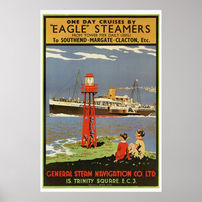 Eagle Steamers UK Poster vintage 1935 (Devant)