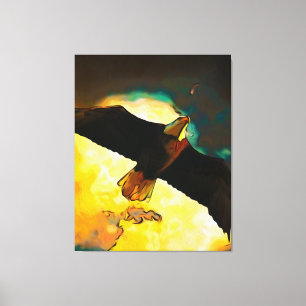 Eagle Storm - Flying Bald Eagle Fantasy Art Canvas Print