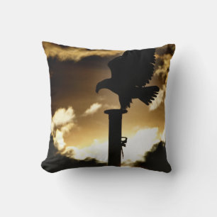 "Eagle Sunset" Bald Eagle Wildlife Throw Pillow