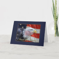 Eagle US Flag, Thank You Veteran Greeting Card
