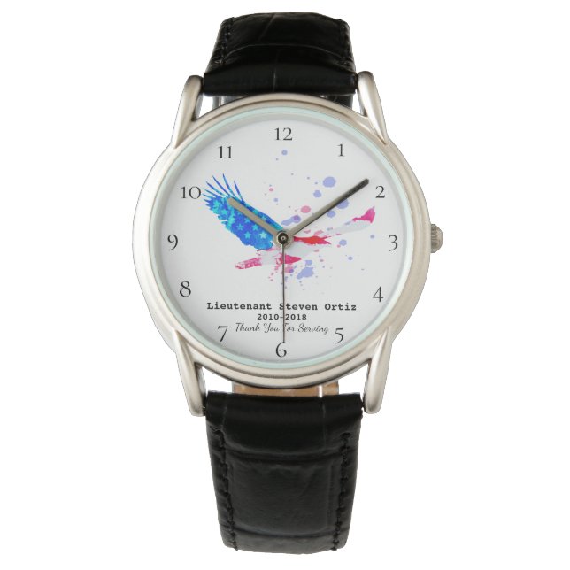 *~*  Eagle Veteran USA Military Red White Blue Watch (Front)