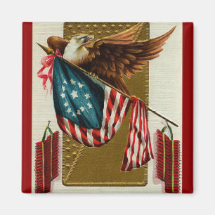 Eagle vintage et aimant carré de drapeau